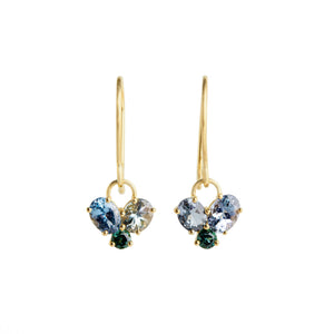 Tourmaline Sapphire and Tanzanite Dangle earrings