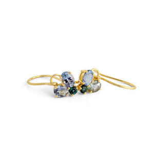 Tourmaline Sapphire and Tanzanite Dangle earrings