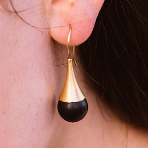 Ebony and Gold Drop Earrings